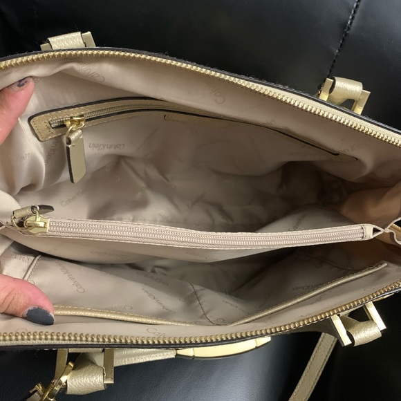 Gold Satchel bag. Genuine leather - Picture 2 of 2